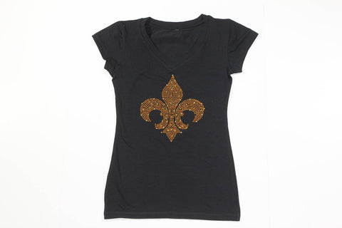 Fleur de lis Gold Rhinestone