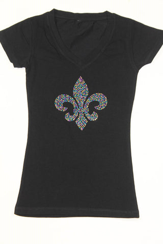 Fleur de lis Multicolor Rhinestone