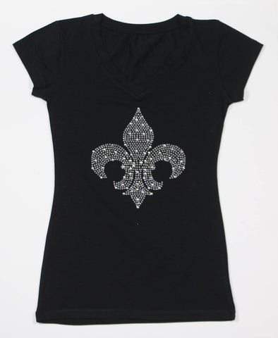 Fleur de lis Silver Rhinestone