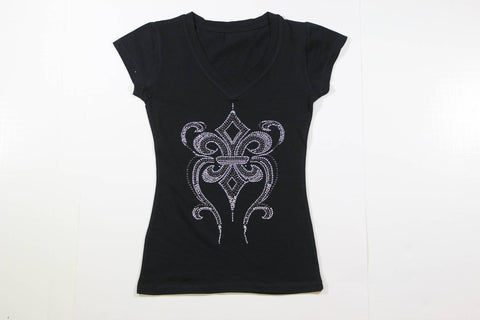Fleur de lis Swirl Zebra Rhinestone