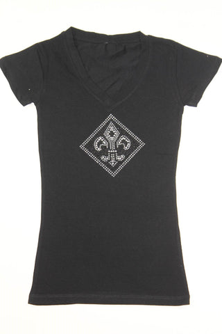 Fleur de lis with Diamond Outline Rhinestone