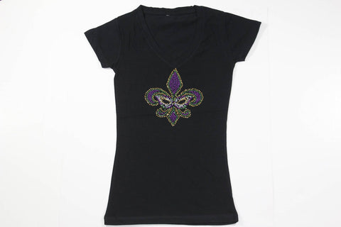 Fleur de lis with Mask Rhinestone