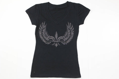 Fleur de lis with Wings Rhinestone