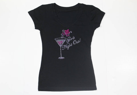 Girls Night Out Martini Glass with Fleur de lis Rhinestone