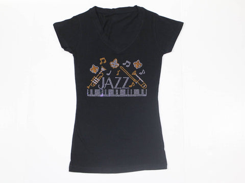JAZZ Piano with Music Notes Rhinestone
