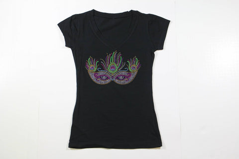 Mask with Peacock Feathers Rhinestone