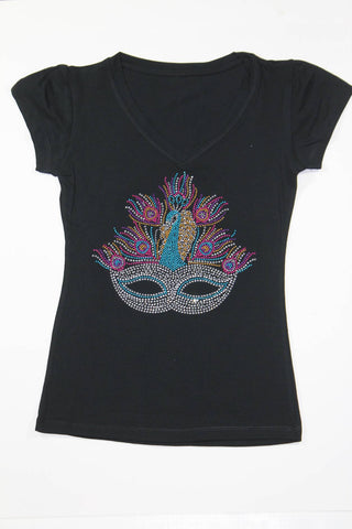 Silver Mask with Peacock Rhinestone