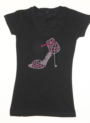 Strappy Slingback Heel Animal Print Pink and Silver Rhinestone