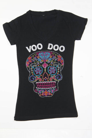 Sugar Skull with Large Center Diamond Rhinestone